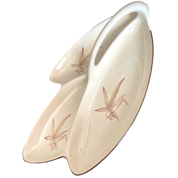 Winfield China, 3 section serving dish with handle, dragon flower design, 1940,s - Picture 4 of 4